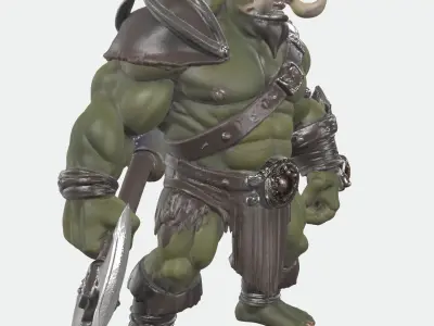Stylized Orc Warrior Free low-poly 3D model