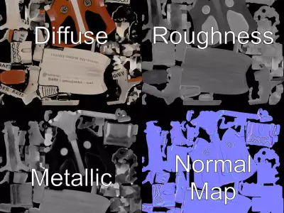 Matte Steel Revolver model pack Low-poly 3D model