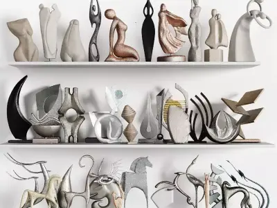 40 Abstract Scluptures  Low-poly 3D model