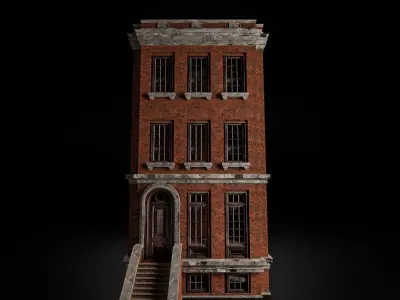BROOKLYN BROWNSTONE REGULAR OLD BUILDING 004 Low-poly 3D model