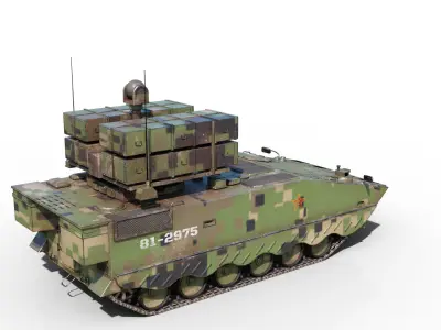 4 coatings of PLA Army AFT-10 Anti-tank Missile launch vehicle Low-poly 3D model