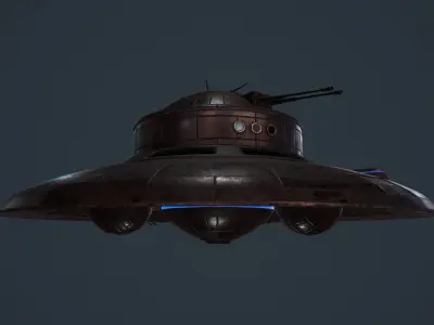 RIGGED WWII German Nazi UFO Prototype Haubenu II Low-poly 3D model