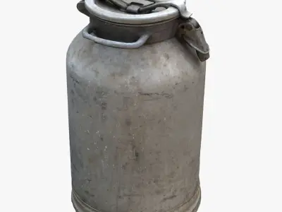  3D Old Aluminum Flask Low-poly 3D model