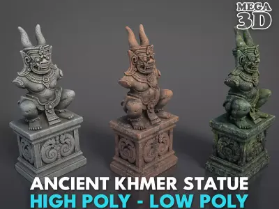 Ancient Khmer Statue15-250523 Low-poly 3D model