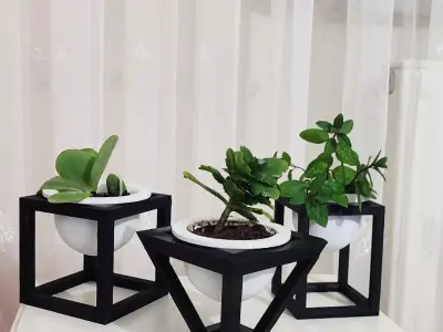 Rectangular triangle square decorative flower pot 3D print model