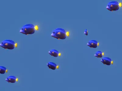 Purple Tang Schooling Fish Low-poly 3D model