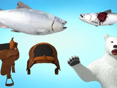 5 in 1 Realistic Bear Pack Low-poly 3D model