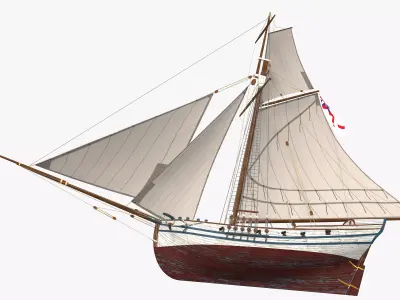 British Sloop MEDIATOR - Gunship 1745 Low-poly 3D model
