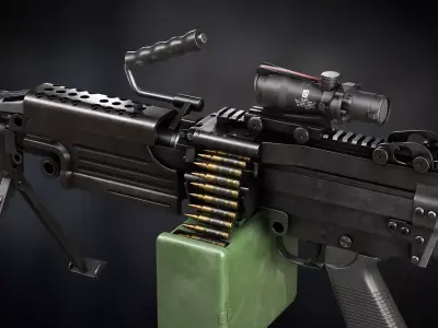 AAA M249 Game Ready PBR Low-poly 3D model