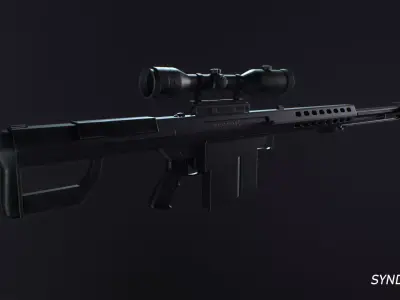 Barrett M82 Sniper Rifle Low-poly 3D model