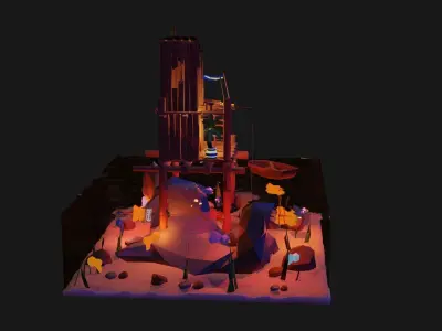 LowPoly SeaShack - Rigged and Animated Low-poly 3D model