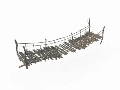 Ancient architecture old suspension bridge 3D model