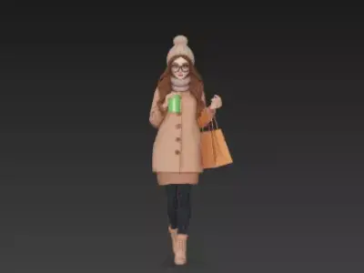 Black Friday Woman 3D Model with Shopping Bag 3D print model