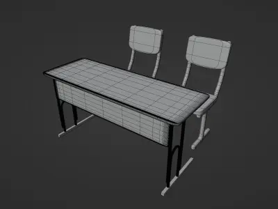 School desks Free 3D model