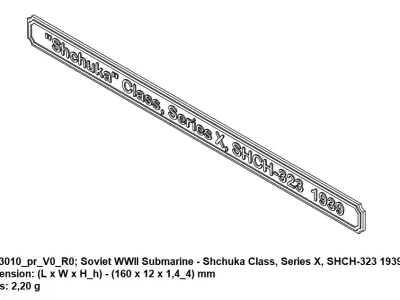 Nameplate - Soviet WWII Submarine Series X SHCH-323 1939 3D print model