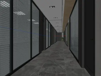 Modern Office Hallway Design 3D model
