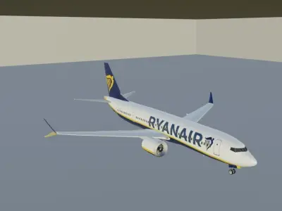 Ryanair Boeing 737 max 200 3d model  Low-poly 3D model