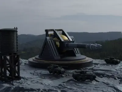 Simple Cannon Low-poly 3D model