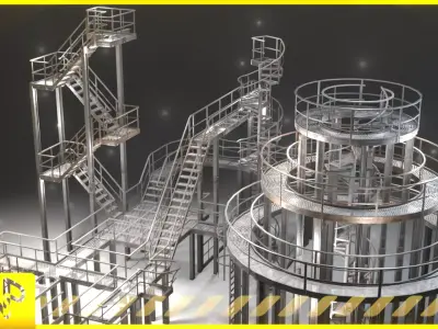 Stairs pack Low-poly 3D model