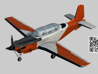 Beechcraft T-34C Turbo Mentor Low-poly 3D model