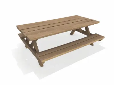Picnic Table Low-Poly 3D Model Free low-poly 3D model