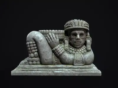 Statue Aztec Chacmool Low-poly 3D model