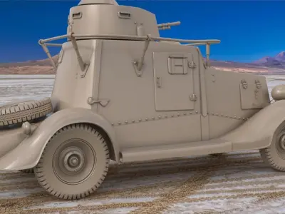 FAI M Armoured Car Clay VRay 3D model