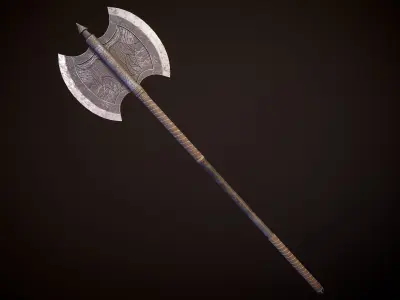 Fantasy Old Two Handed Axe Low-poly 3D model