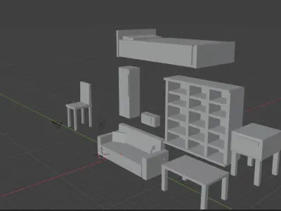 cheap furniture for your poets Low-poly 3D model