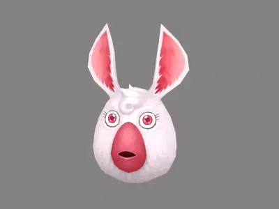 Cartoon chicken head bunny monster Low-poly 3D model