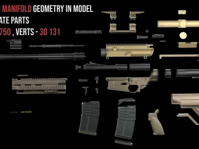 Tactical Modular Sniper Rifle HK G28 patrol Low-poly 3D model