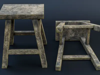 Wood Chair Low-Poly Game Asset Free low-poly 3D model