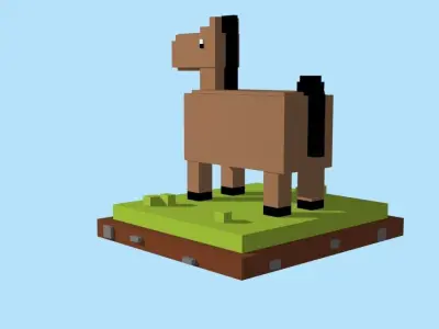 VOXEL HORSE - MODEL 3 Low-poly 3D model