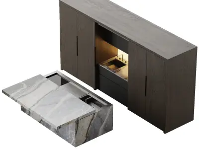 Kitchen with island by Nero Cucine 3D model