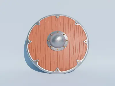 Wooden Stylized Shield - PBR Game Ready Free low-poly 3D model