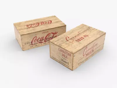 US Rations Wooden Boxes WWII Low-poly 3D model