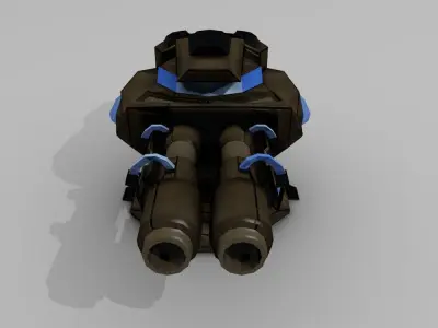 Sci-fi Low-poly Cannon Turret Low-poly 3D model