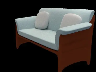 Low Poly Couch checkered ball Free low-poly 3D model