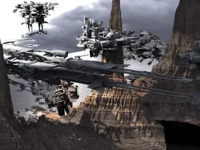 Star Wars inspired Pod racer Collection Mountain Kit bash Full 3D model