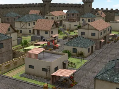 Medieval Town - Pack Low-poly 3D model