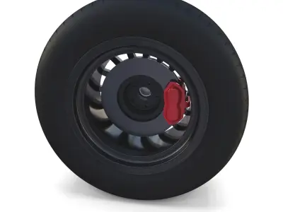 Generic Dark Alloy Wheel and Brake 3D model