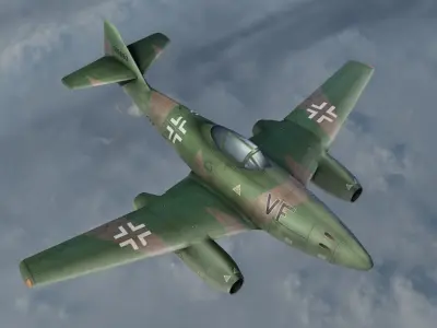 Messerschmitt Me-262 painted game model Low-poly 3D model Low-poly 3D model