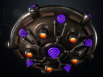 SteamPunk UFO Low-poly 3D model