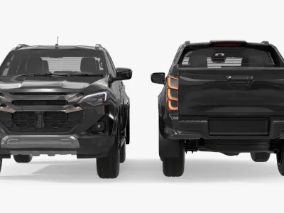 Double Cab Pickup Black 3D model