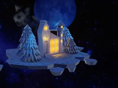 Cartoon Castle Low-poly 3D model