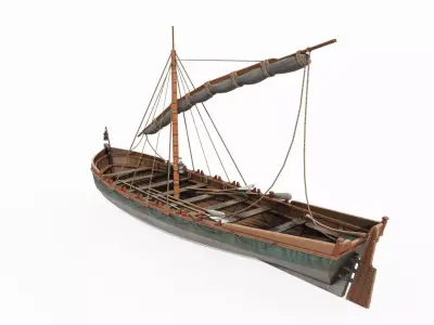 Ancient connecting sailboats for maritime vehicles 3D model