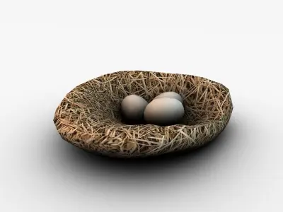 Nest with eggs Low-poly 3D model