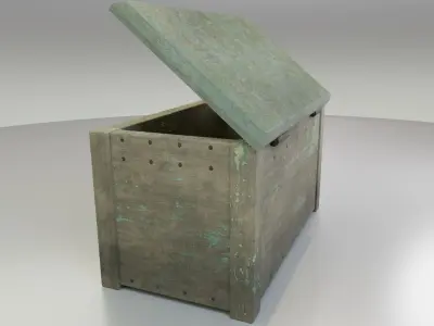 Worn Wooden Chest Low-poly 3D model