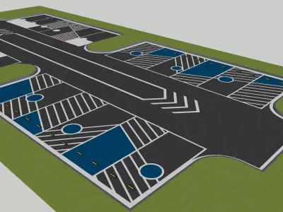 Modern Outdoor Parking Lot with Road Markings 3D model
