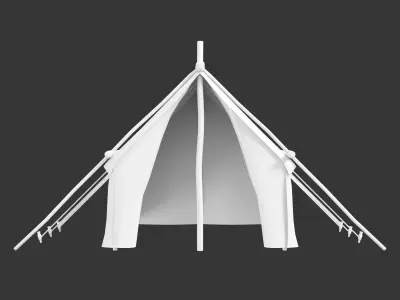 Medieval Crude Camp Tent Medium Low-poly 3D model